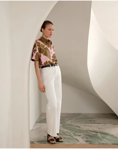 Trenery - Solara Silk Short Sleeve Shirt in Primrose