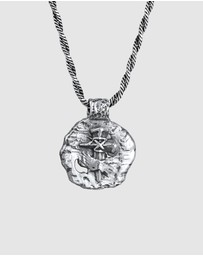 Kuzzoi - ICONIC EXCLUSIVE - Necklace Coin Pendant Cross Ancient in 925 Sterling Silver Oxidized