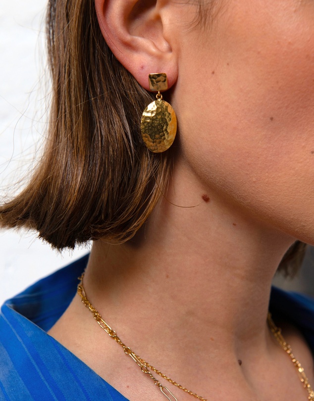 Ottoman Hands - Desiree Hammered Drop Stud Earrings