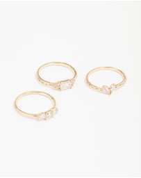 Lovisa - Gold Plated Dainty Rectangle Ring Pack