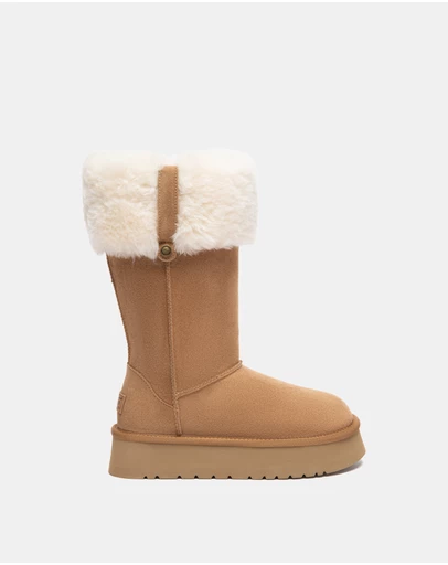 EVERAU - Australian Shepherd Ugg Tall Eleny Platform Cow Suede Upper UGG Boots
