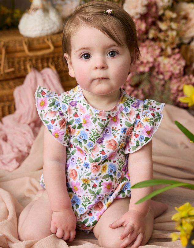 Fleur Harris - 'Heirloom Treasures' Sweet Bubble Romper in Snow Floral