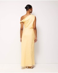 AERE - Fia Linen Draped Off Shoulder Maxi Dress