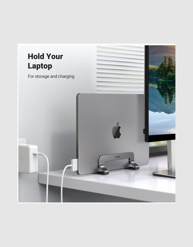 Ugreen - UGREEN Vertical Laptop Stand for Desk Adjustable Aluminum Holder for Laptops up to 17.3