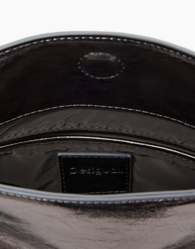Desigual - Medium metallic flap bag with 3D logo
