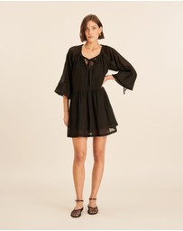 AERE - Blouson Sleeve Tiered Mini Dress