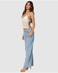 EDIKTED - Sheer Lace Open Back Tank Top