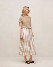 Trenery - Cabana Stripe Skirt in Sand