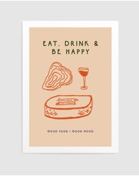 Olive et Oriel - Eat Drink Be Happy by Treechild Art Print