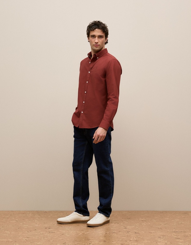 Trenery - Regular Fit Monogram Oxford Shirt in Auburn