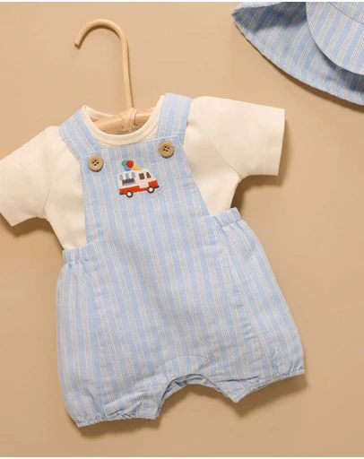 Purebaby - Short Leg Overall Set -Kids-Babies