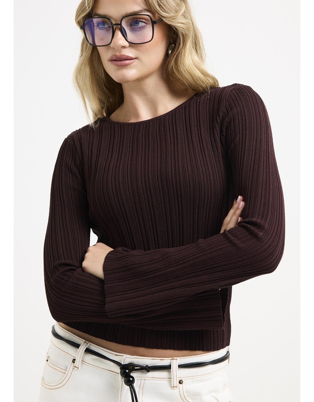 Subtitled - Holland Boat Neck Long Sleeve Knit Top