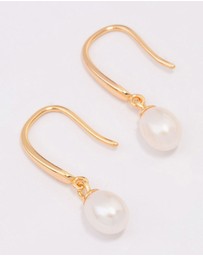 Lovisa - Gold Plated Sterling Silver Freshwater Pearl Fish Hook Earrings
