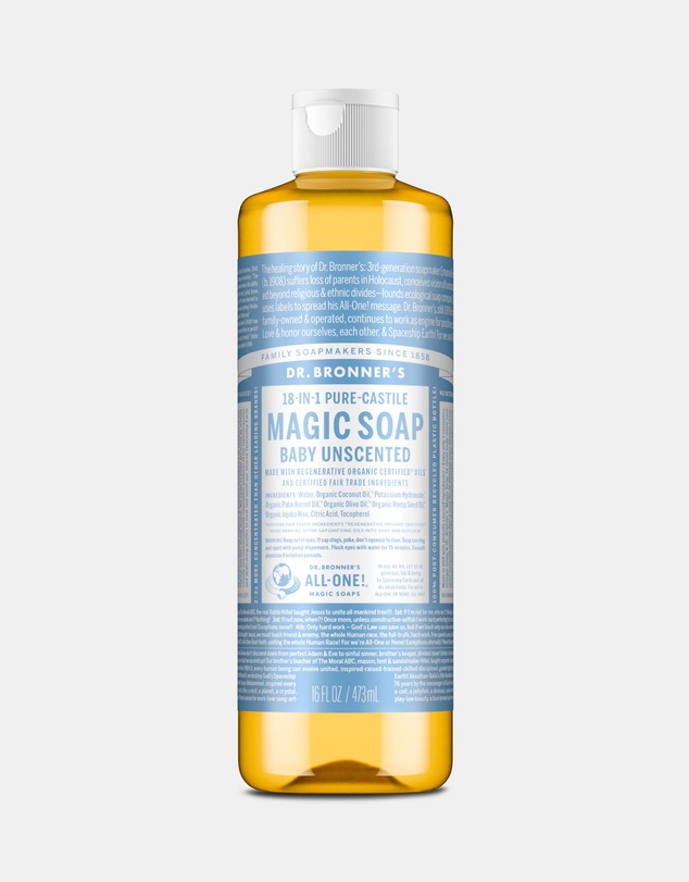 Dr Bronner's - Pure Liquid Castile Soap - Baby Unscented 473ml