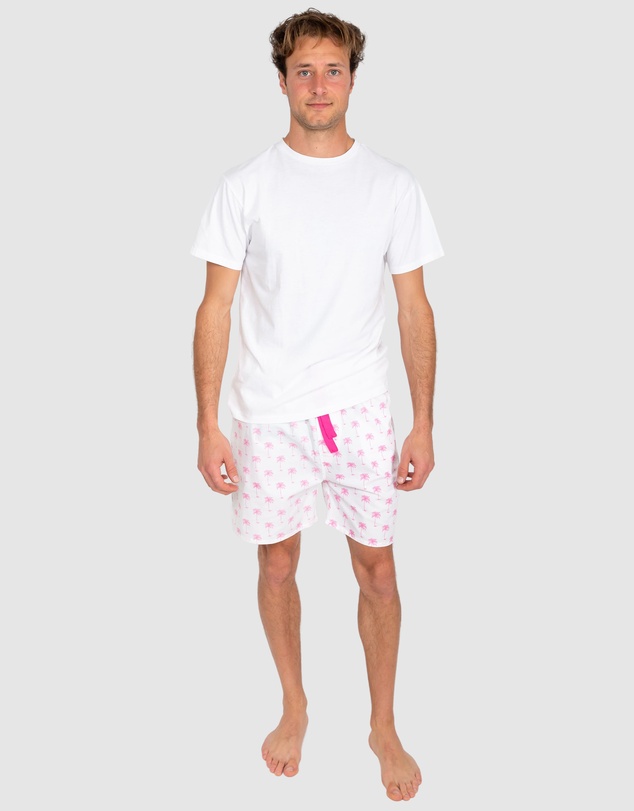 Sant And Abel - Men's Pink Palm Tree Sleep Shorts