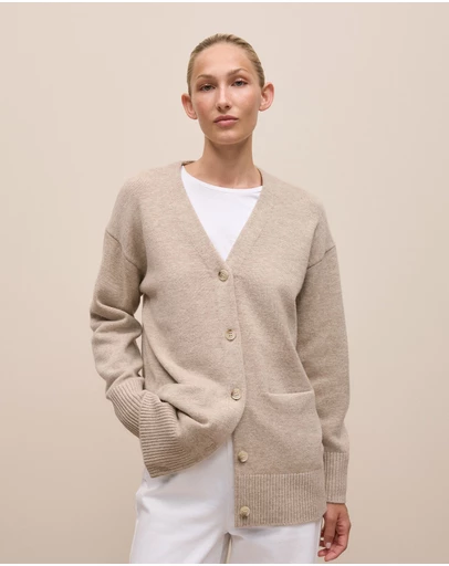Trenery - Merino Relaxed Cardigan in Fawn
