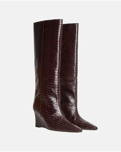 Cynthia Rowley - Embossed Leather Wedge Boot