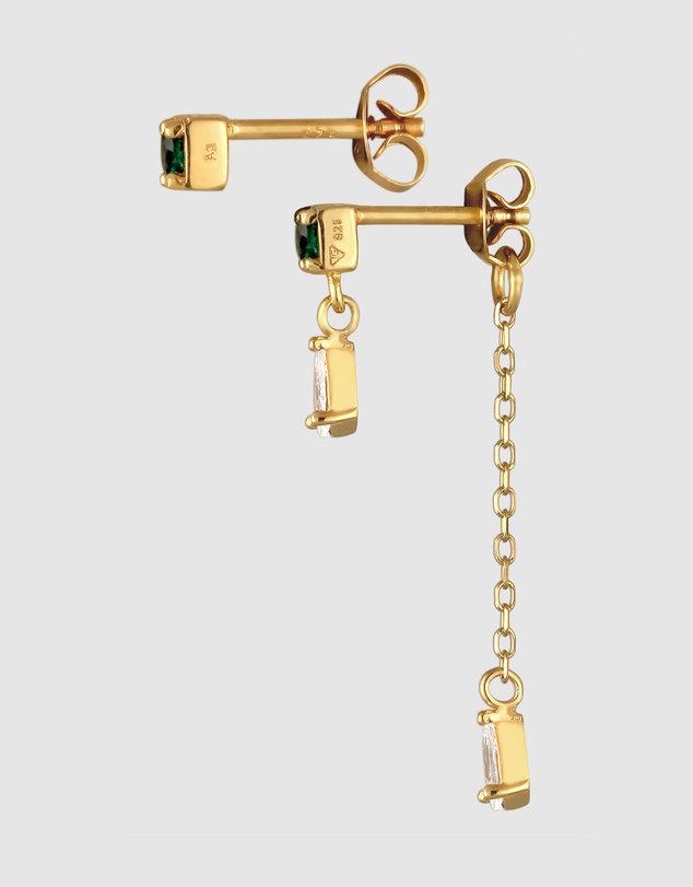 Elli Jewelry - Earrings Stud Emerald Drop 925 Sterling Silver Gold-Plated