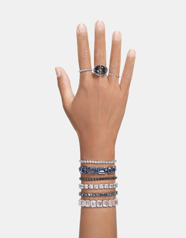 Swarovski - Matrix Tennis bracelet, Round cut, White, Rhodium plated
