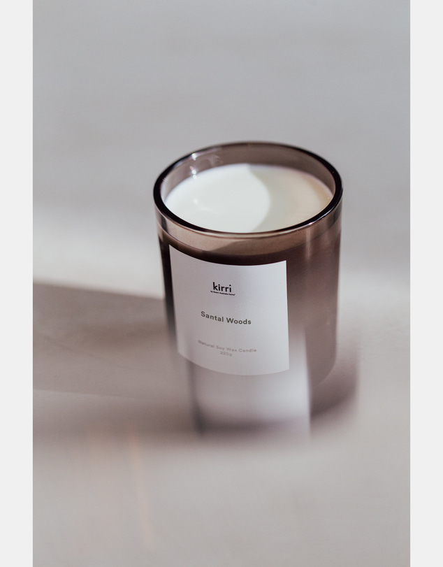 Kirri by Scent Australia Home - Santal Woods Candle 220g + Glass Cloche 220g