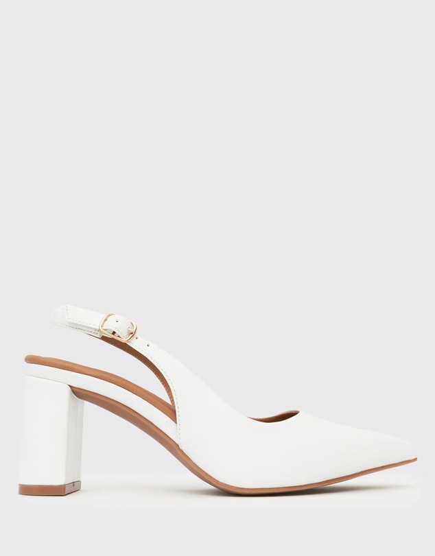 Betts - Flounce Block Heel Slingback Pumps