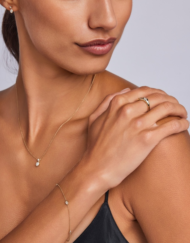 Zoe Olivia - 9K Gold Oval Lab Grown Diamond Drop Necklace
