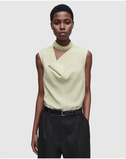COS - Sleeveless Cut-Out Cowl-Neck Blouse