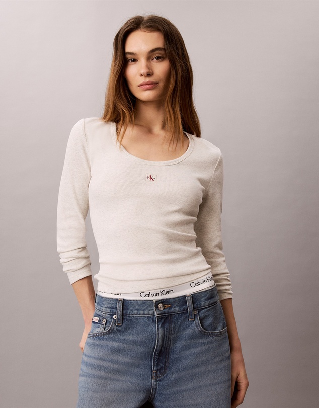 Calvin Klein Jeans - Ribbed Cotton Long Sleeve Top