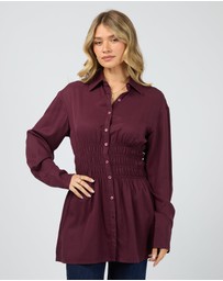 All About Eve - Aae Ruched Shirt Burgundy
