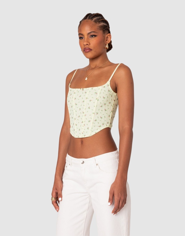 EDIKTED - Rosey Printed Pointelle Corset