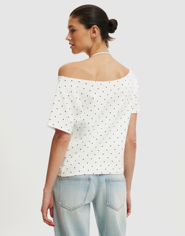 Cotton On - Sporty off Shoulder Graphic Tee