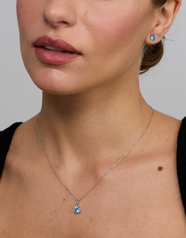 Michael Hill - Blue Topaz Necklace & Stud Earring Gift Set in Sterling Silver