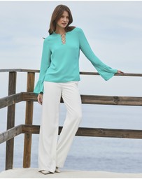 Sosandar - Ring Detail Flared Sleeve Top