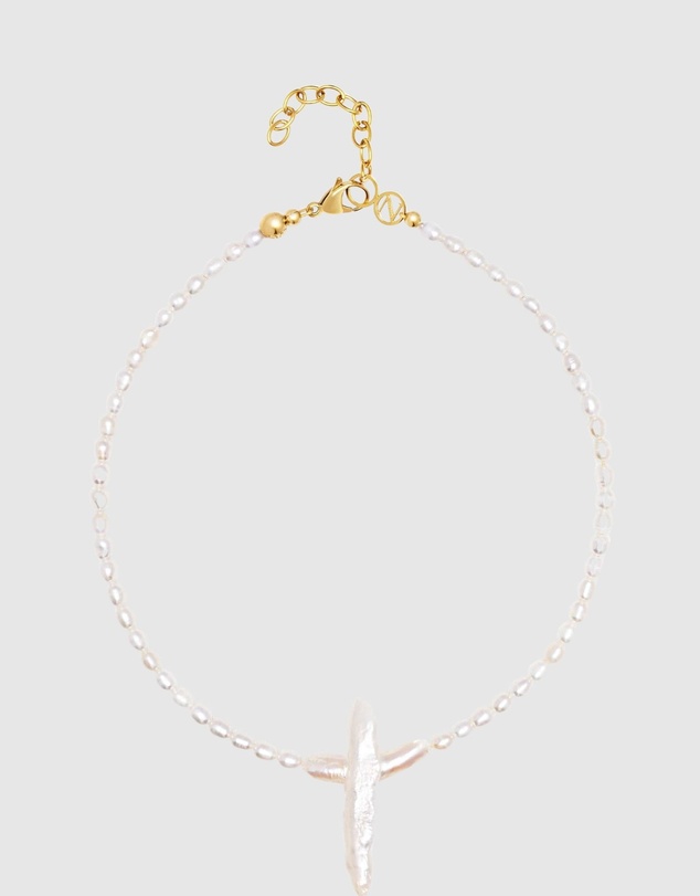 Nialaya Jewellery - Pearl Cross Choker