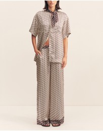 Shona Joy - Monogram Silk Contrast Shirt
