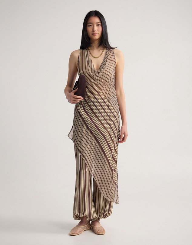Oxford - Jasmine Stripe Asymetric Top