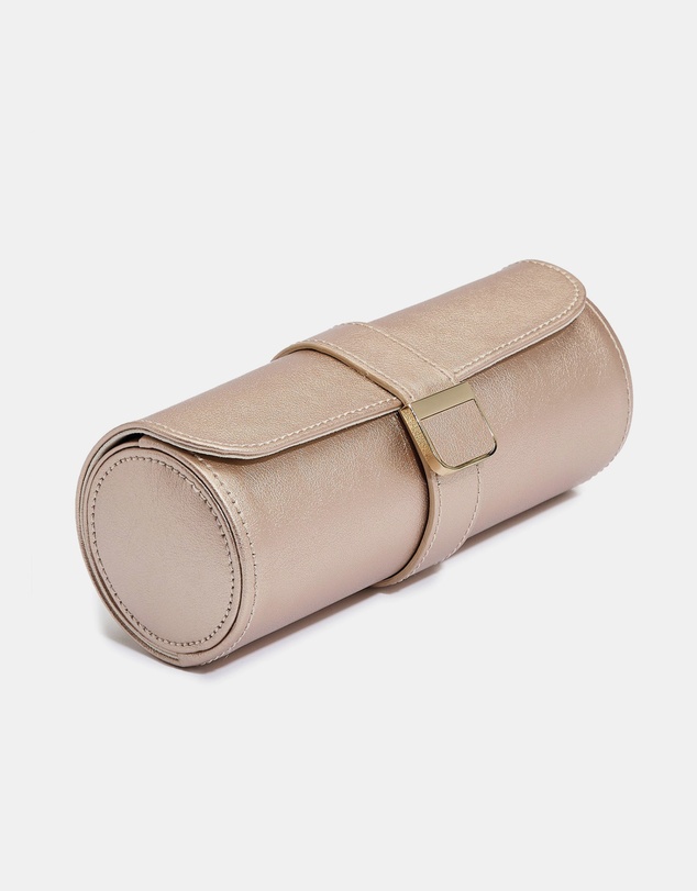 Wolf - Wolf Palermo Double Watch Roll+Pouch Rose Gold