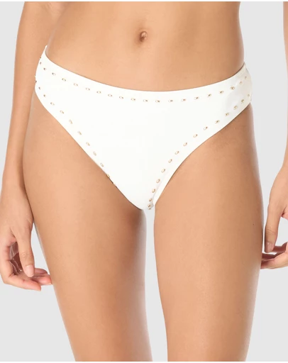 Michael Kors - Gold Studded High Cut Bikini Bottom