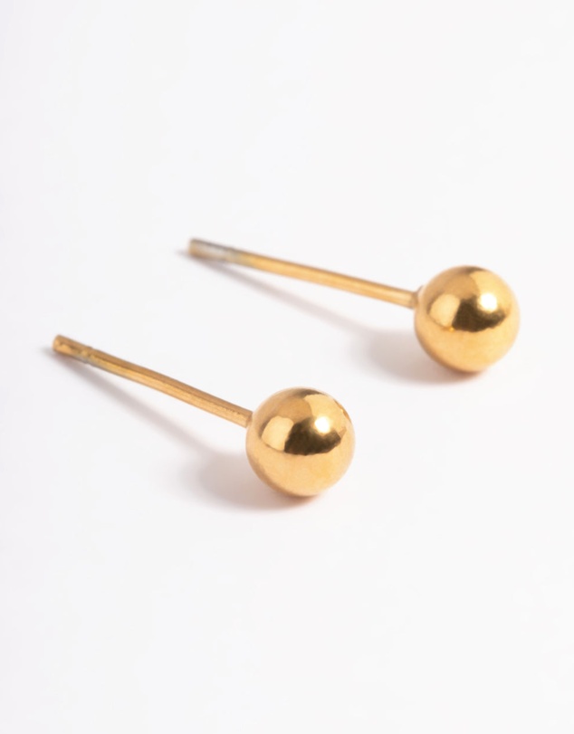 Lovisa - Waterproof Gold Plated Stainless Steel Cubic Zirconia Plain Stud Earrings Pack