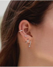 Ania Haie - Silver Graduated Sparkle Huggie Hoop Earrings
