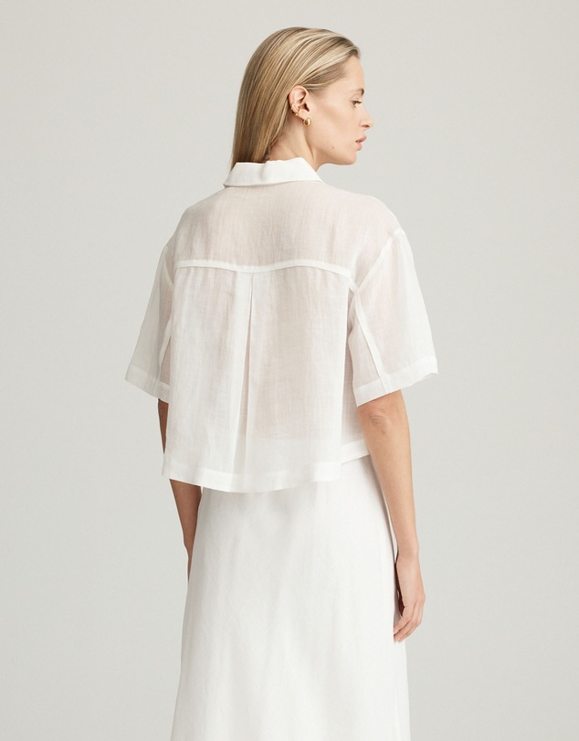 Mattir - Aire Ramie Crop Shirt White