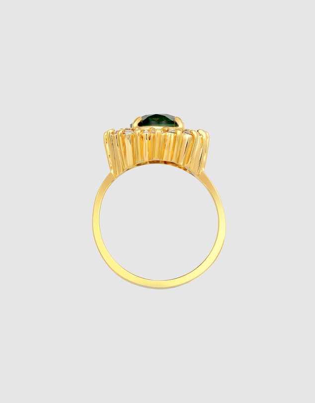 Elli Jewelry - Green Quartz Cocktail Ring in Gold-Plated 925 Silver