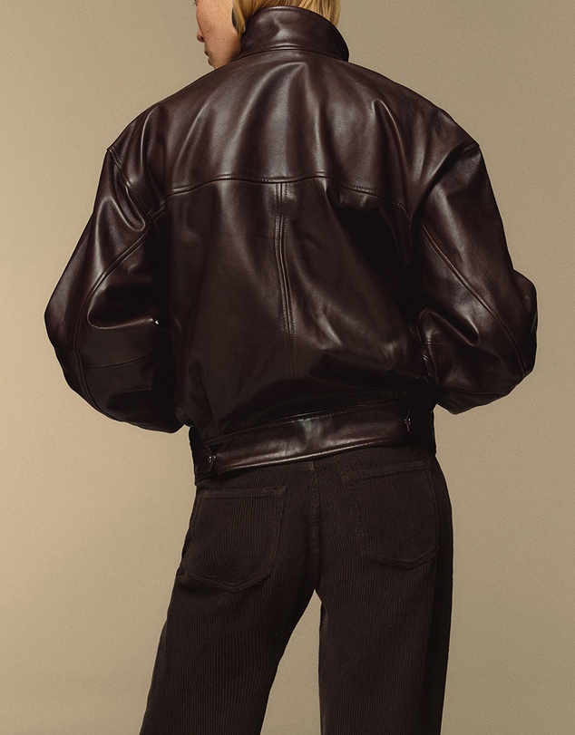 Reformation - Veda Harrison Leather Oversized Bomber Jacket