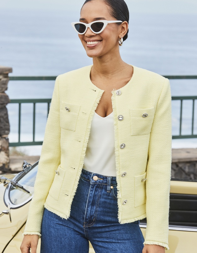 Sosandar - Boucle Jacket With Embellished Buttons