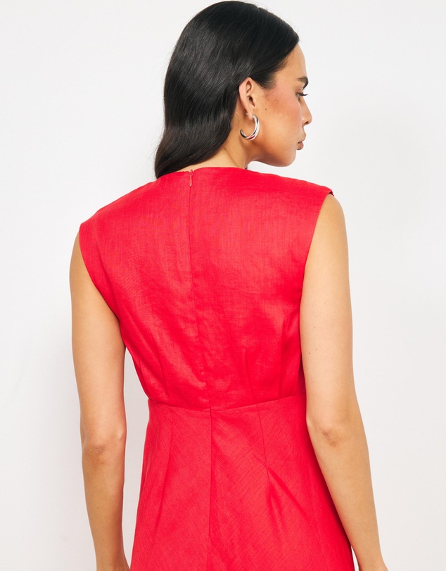 AERE - Orli Bead Detail Linen Midi Dress