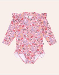 Huxbaby - Vintage Floral Frill Swimsuit - Babies-Kids