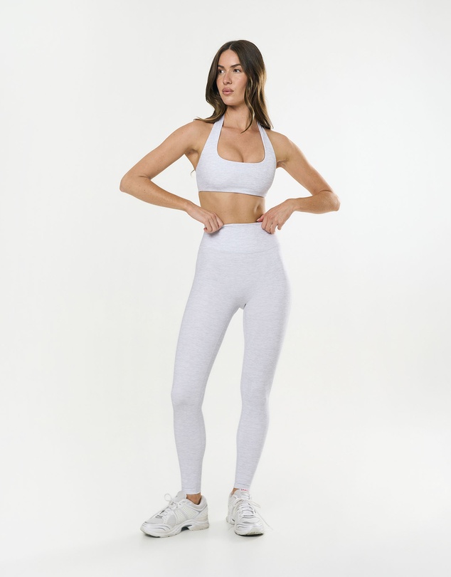 STAX. - Square Neck Halter Crop Airlyte - Grey Marle