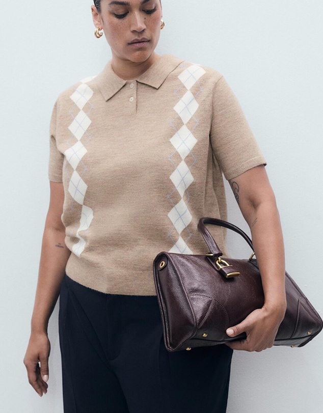 M.N.G - Argyle Polo-Neck Sweater