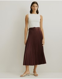 Atmos&Here - Hailey Pleated Belt Midi Skirt