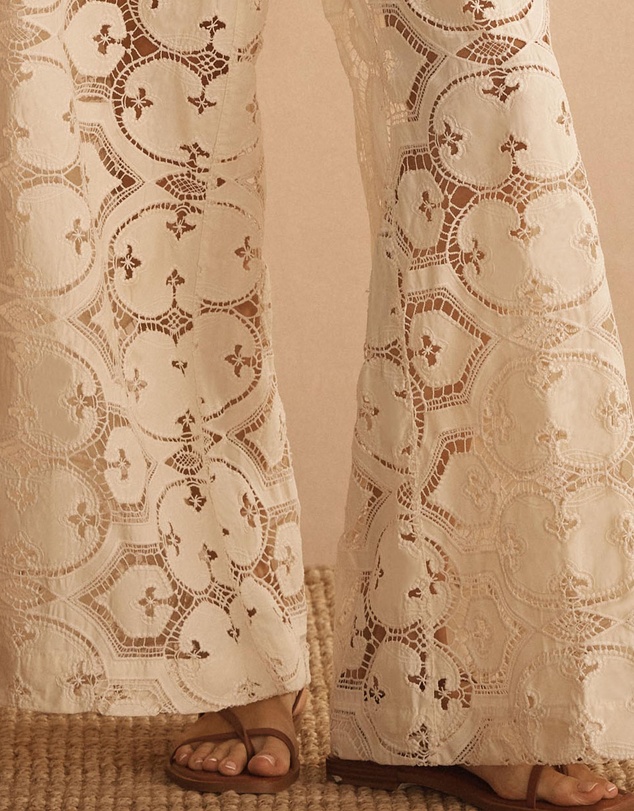 AUR OCEA - Lace Gathered Wide Leg Pants